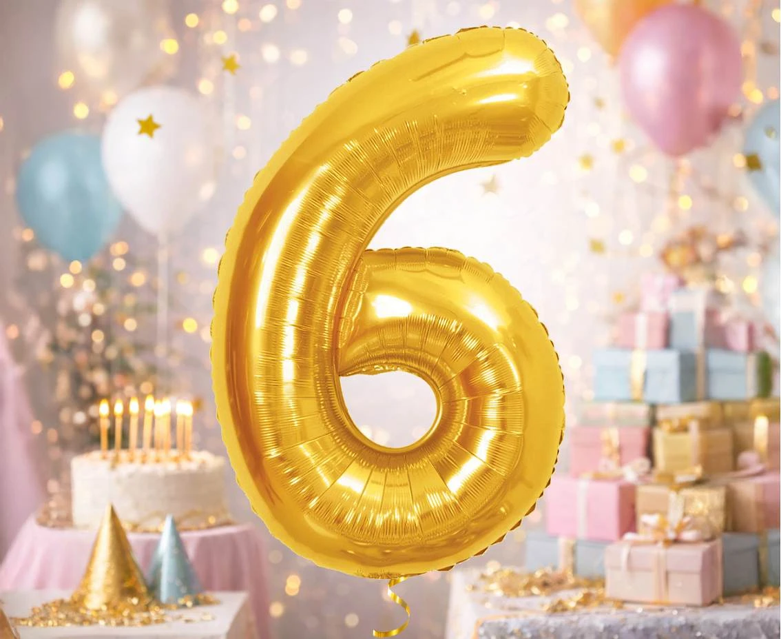 Balon foliowy B&C Cyfra 6, Royal gold, 85 cm