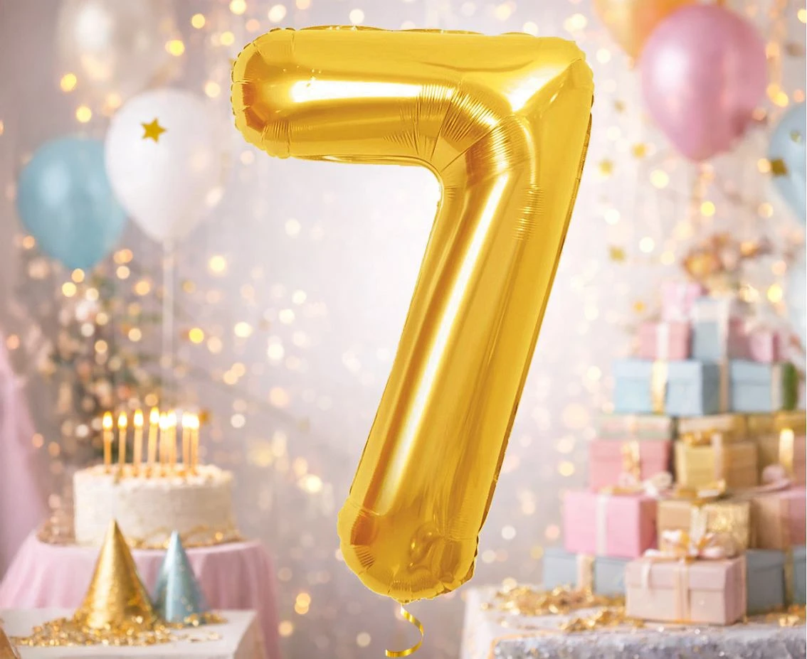 Balon foliowy B&C Cyfra 7, Royal gold, 85 cm