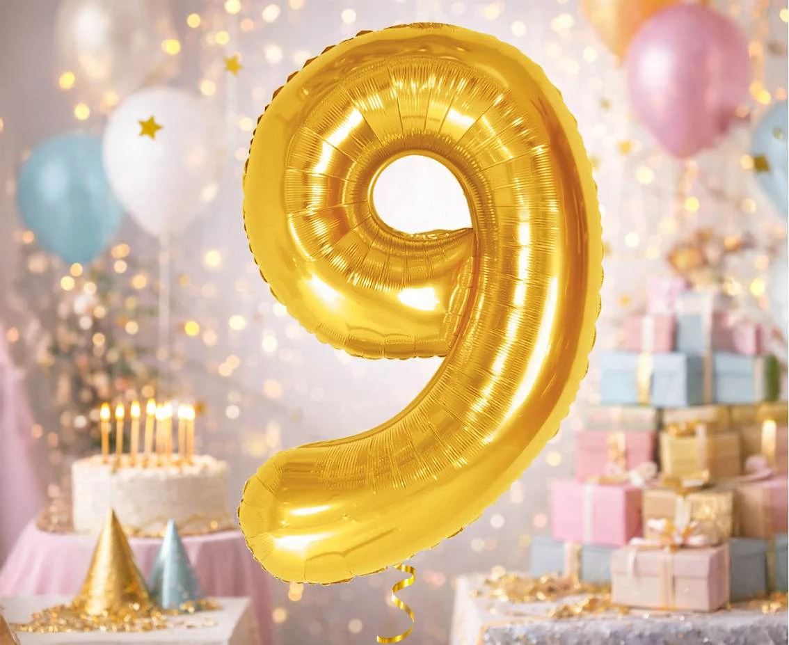 Balon foliowy B&C Cyfra 9, Royal gold, 85 cm