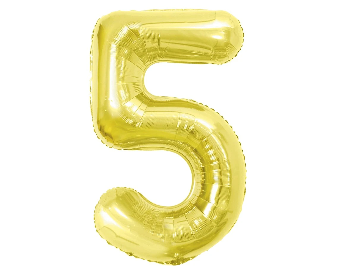 Balon foliowy B&C Cyfra 5, Light gold, 85 cm