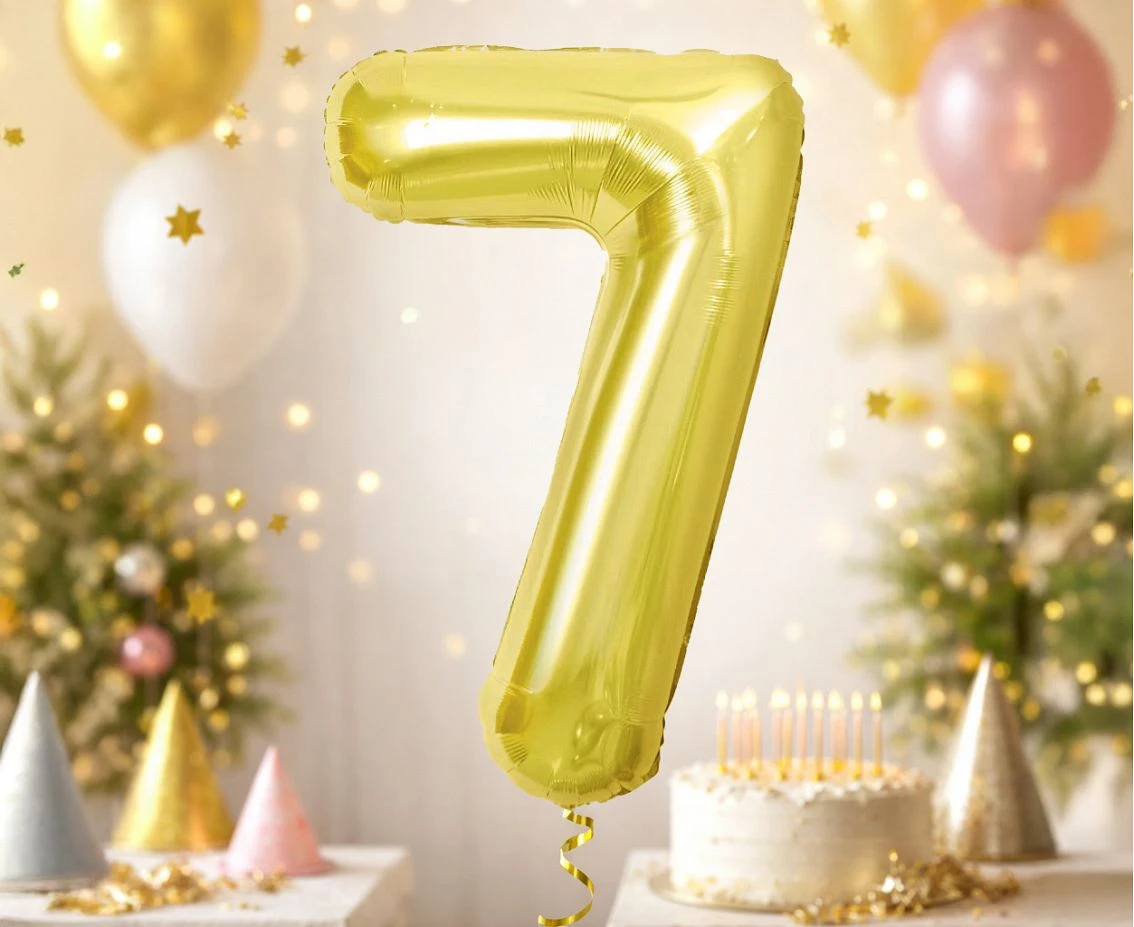 Balon foliowy B&C Cyfra 7, Light gold, 85 cm