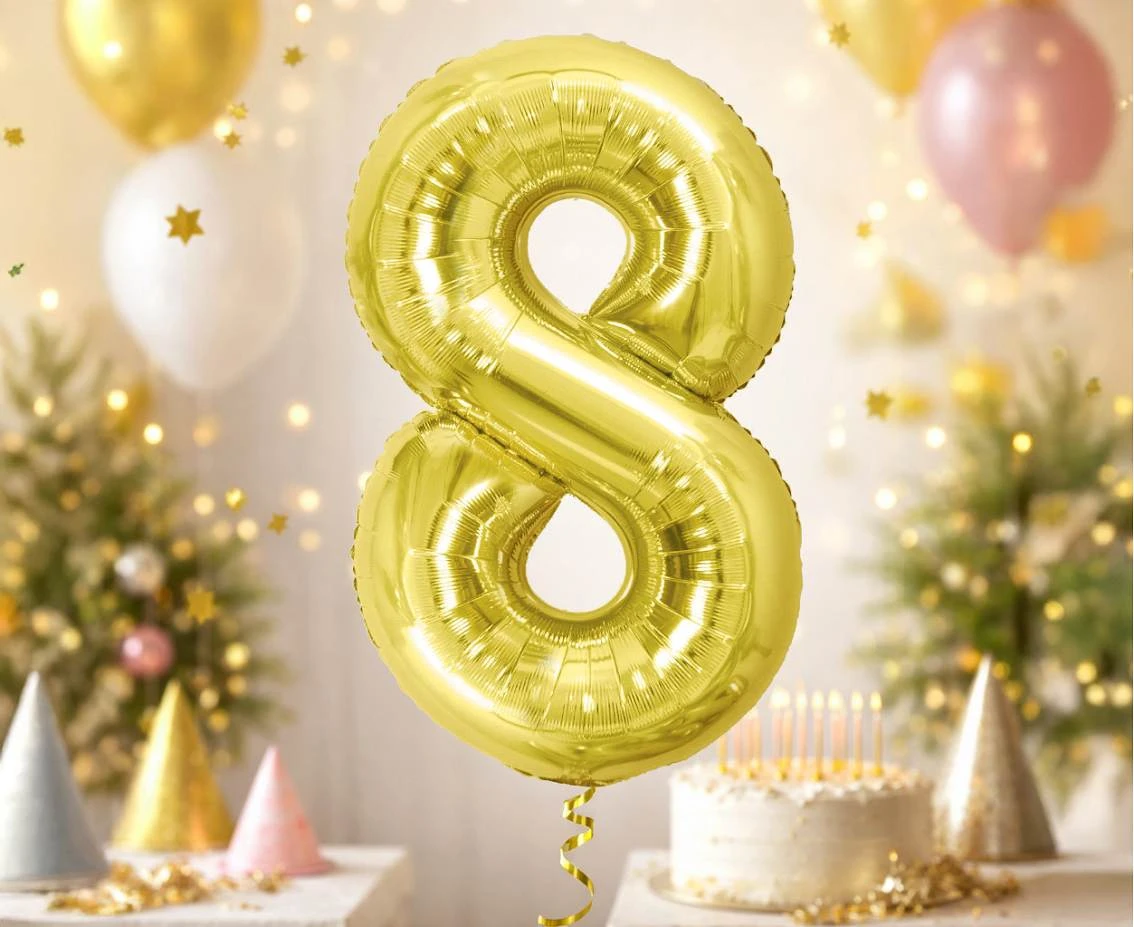 Balon foliowy B&C Cyfra 8, Light gold, 85 cm