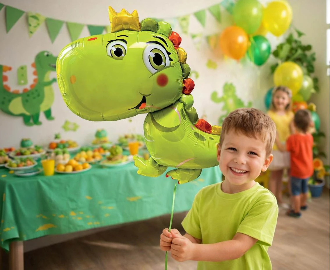 Balon foliowy Zielony Dinozaur, 70x78 cm