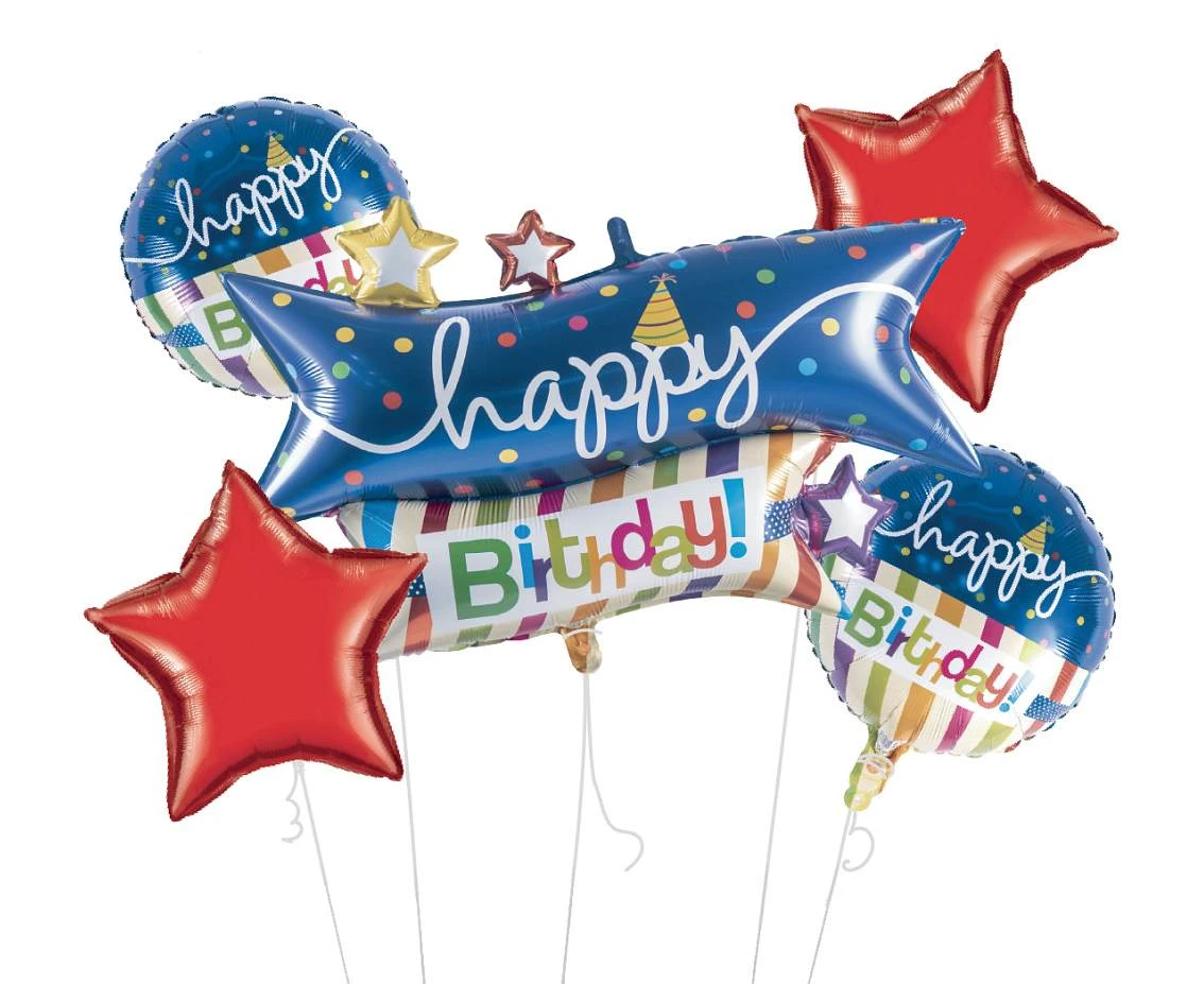 Balony foliowe Zestaw Happy Birthday, 5 szt.