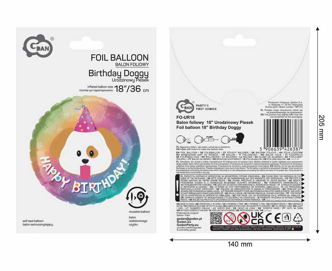 Balon foliowy 18" Urodzinowy Piesek