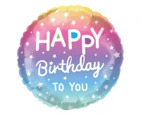 Balon foliowy 18" Happy Birthday, gradient, ombre
