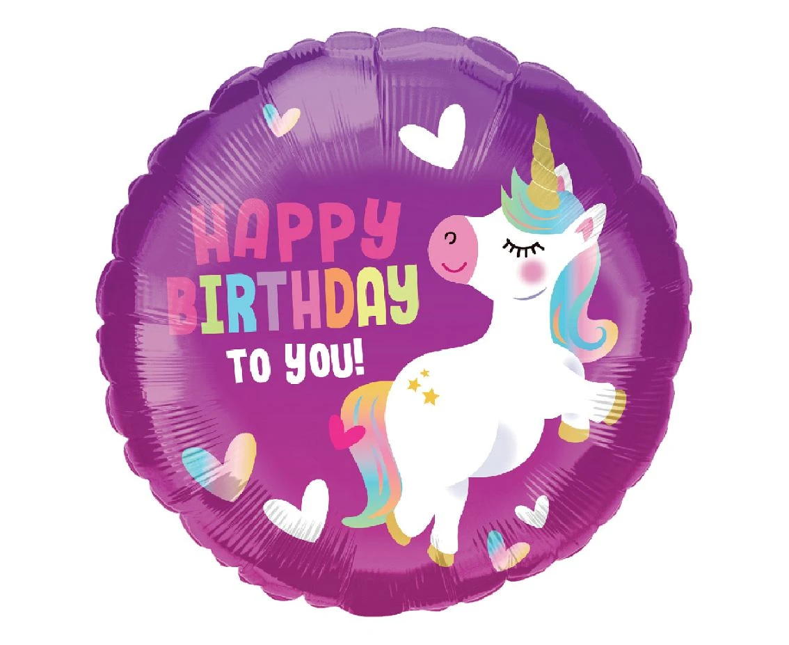 Balon foliowy 18" Jednorożec Happy Birthday