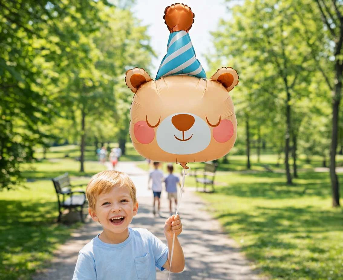 Balon foliowy Urodzinowy Miś, 54x38cm