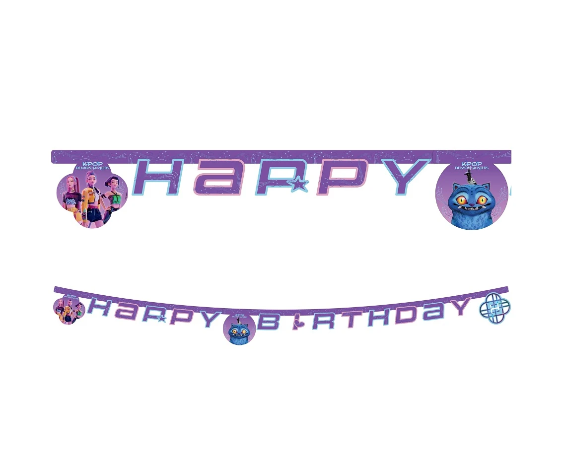 Baner papierowy HAPPY BIRTHDAY K-POP DEMON HUNTERS