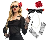 Zestaw Vintage (ozdoba na włosy, okulary party, naszyjnik, rękawiczki 2 szt.)
