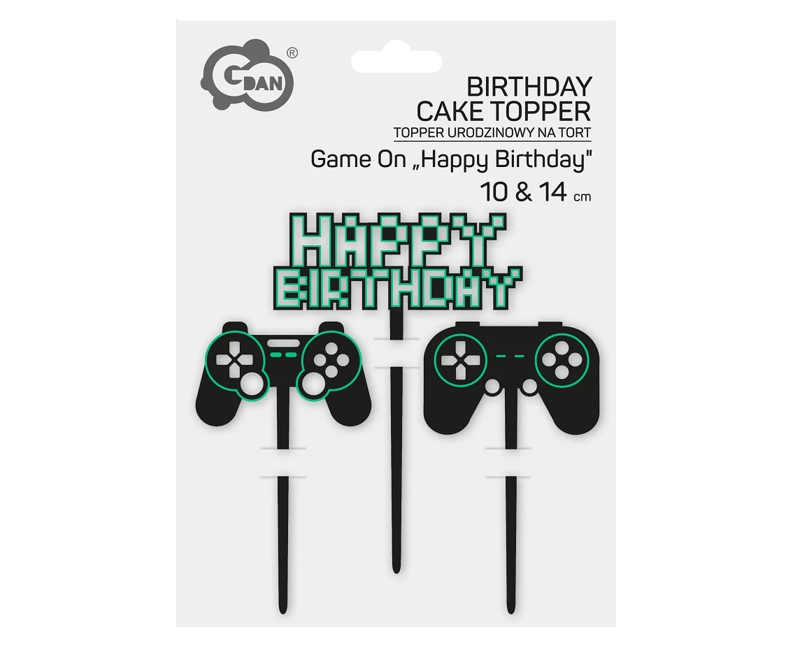 Topper urodzinowy na tort Game On „Happy Birthday"