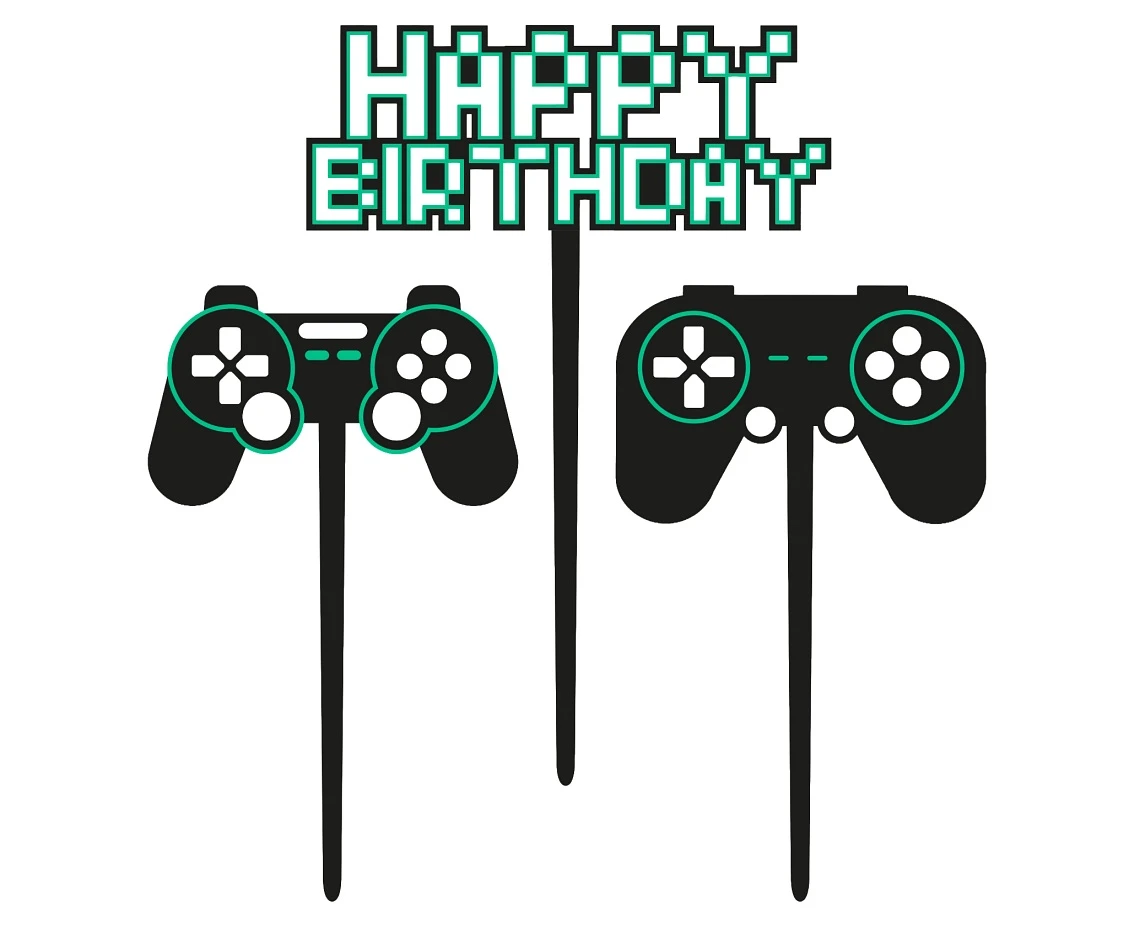 Topper urodzinowy na tort Game On „Happy Birthday"