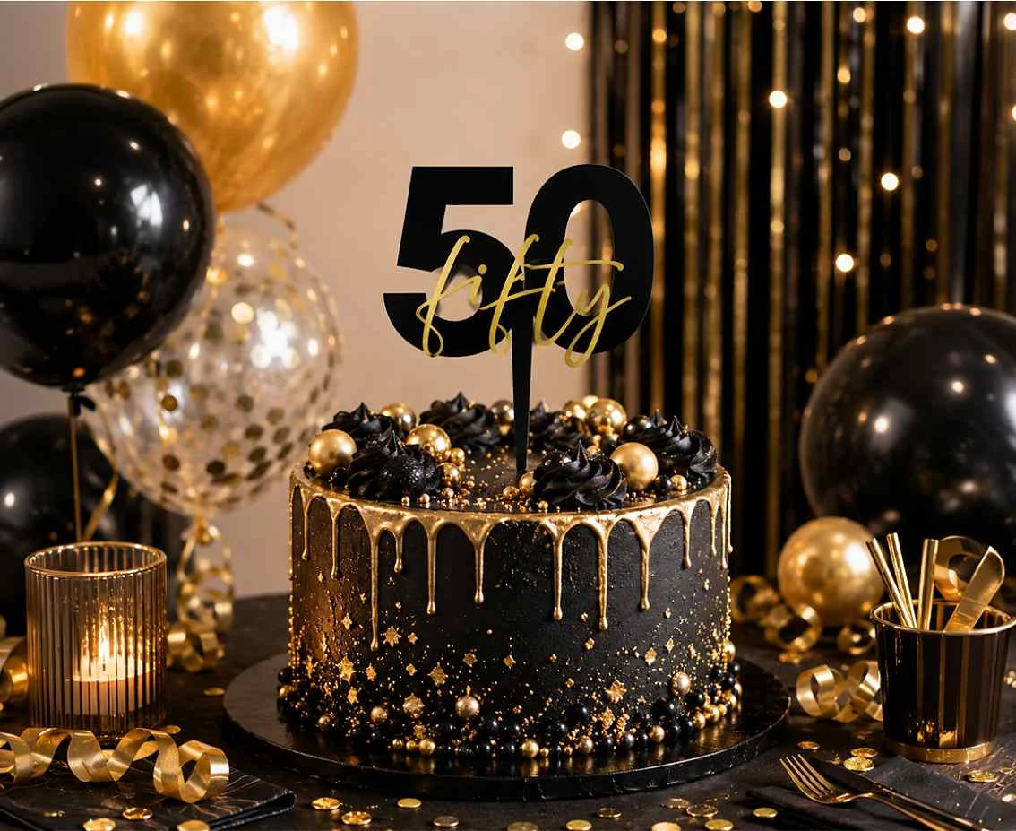 Topper na tort 50. urodziny „fifty”