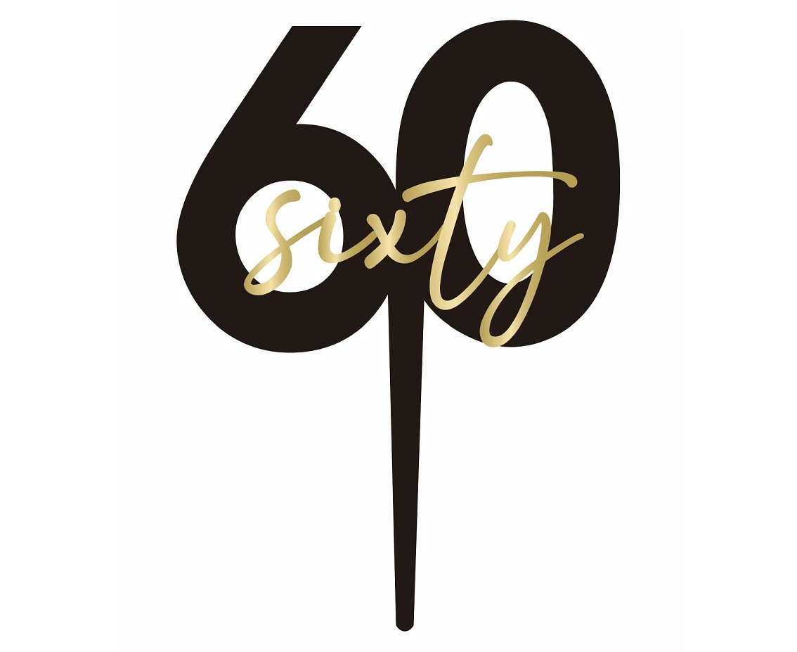 Topper na tort 60. urodziny „sixty”