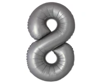 Balon foliowy 30" FX - Cyferka 8 Matowy Srebrny Moonlight, niepakowany