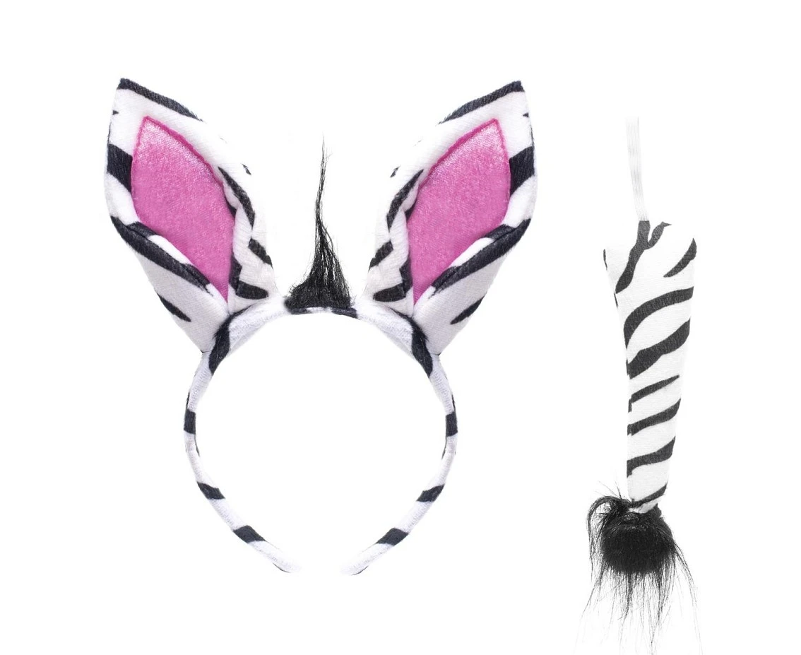 Zestaw Zebra (opaska, uszy, ogon)