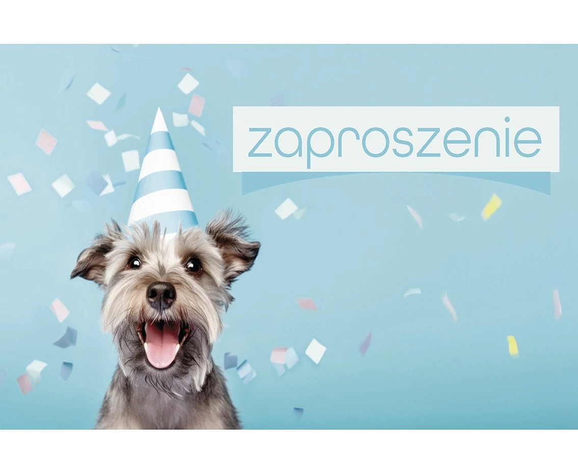 Zaproszenie, Piesek urodzinowy, 160x95 cm z kopertą, 10 szt.