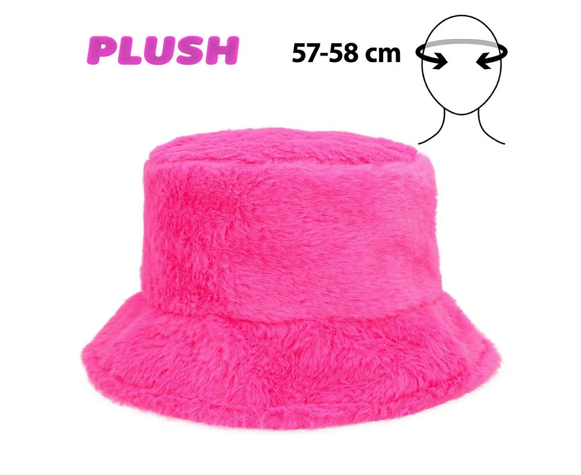 Pluszowy kapelusz typu bucket Pink Rave