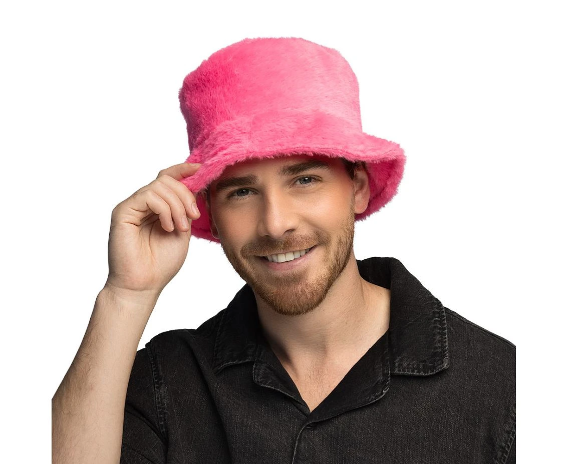 Pluszowy kapelusz typu bucket Pink Rave