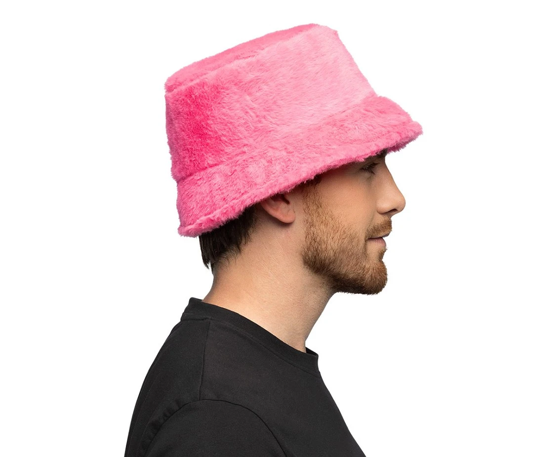 Pluszowy kapelusz typu bucket Pink Rave