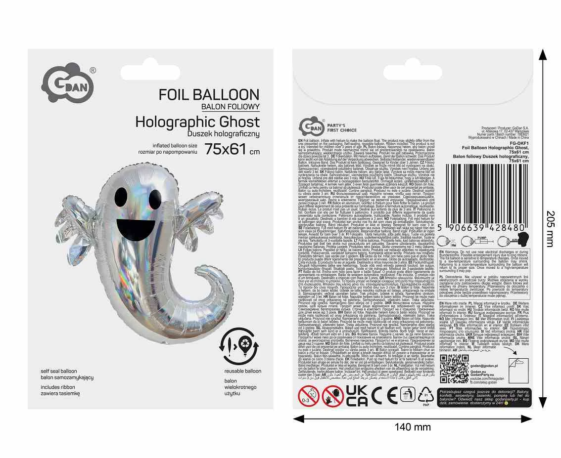 Balon foliowy Duszek holograficzny, 75x61cm