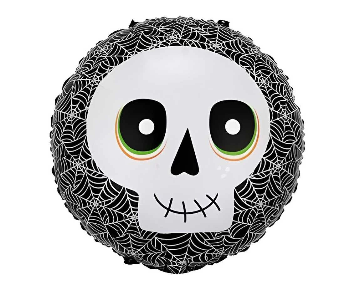 Balon foliowy 18" Czaszka, "Happy Halloween"