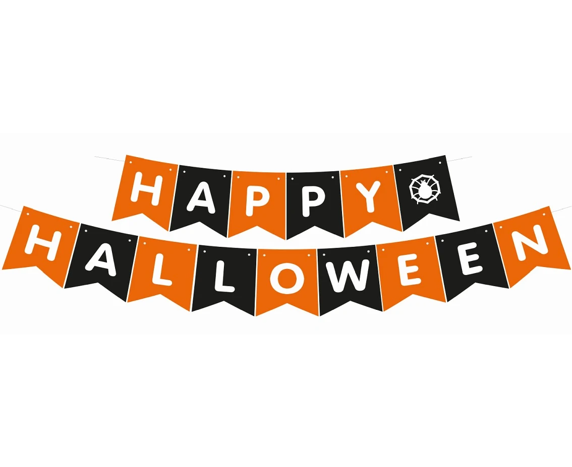 Girlanda papierowa Happy Halloween, pomarańczowo-czarna, 250 cm
