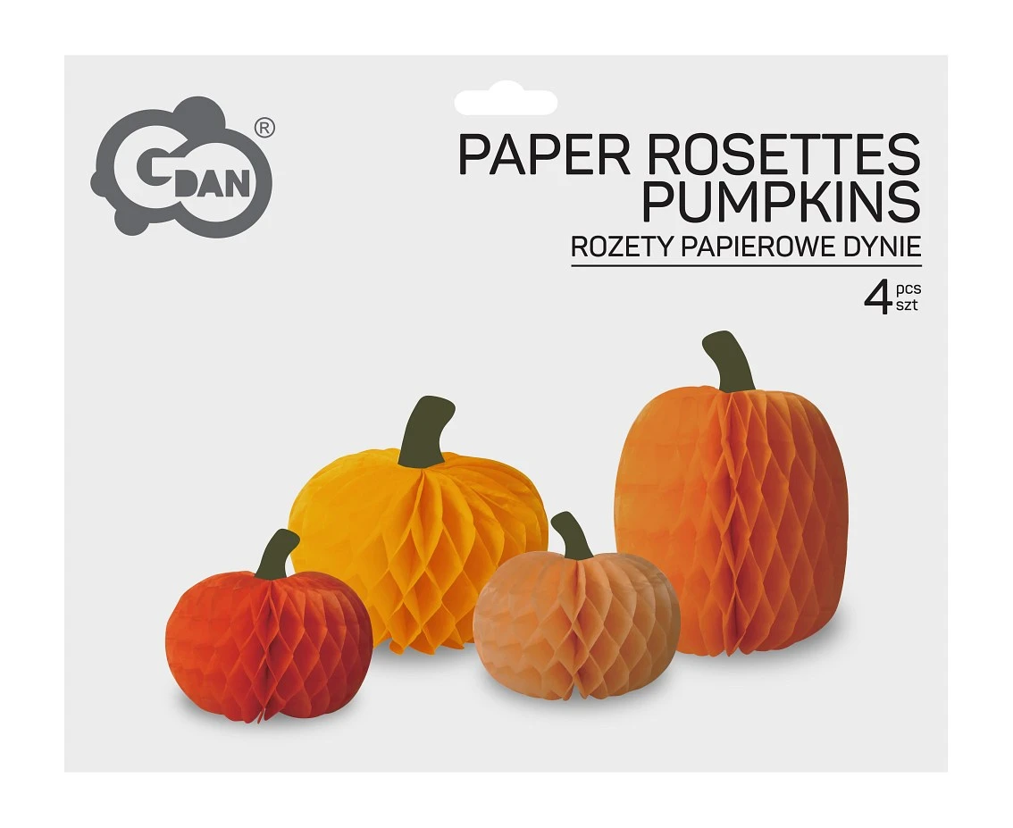 Zestaw rozet papierowych Dynie, mix, 4 szt.