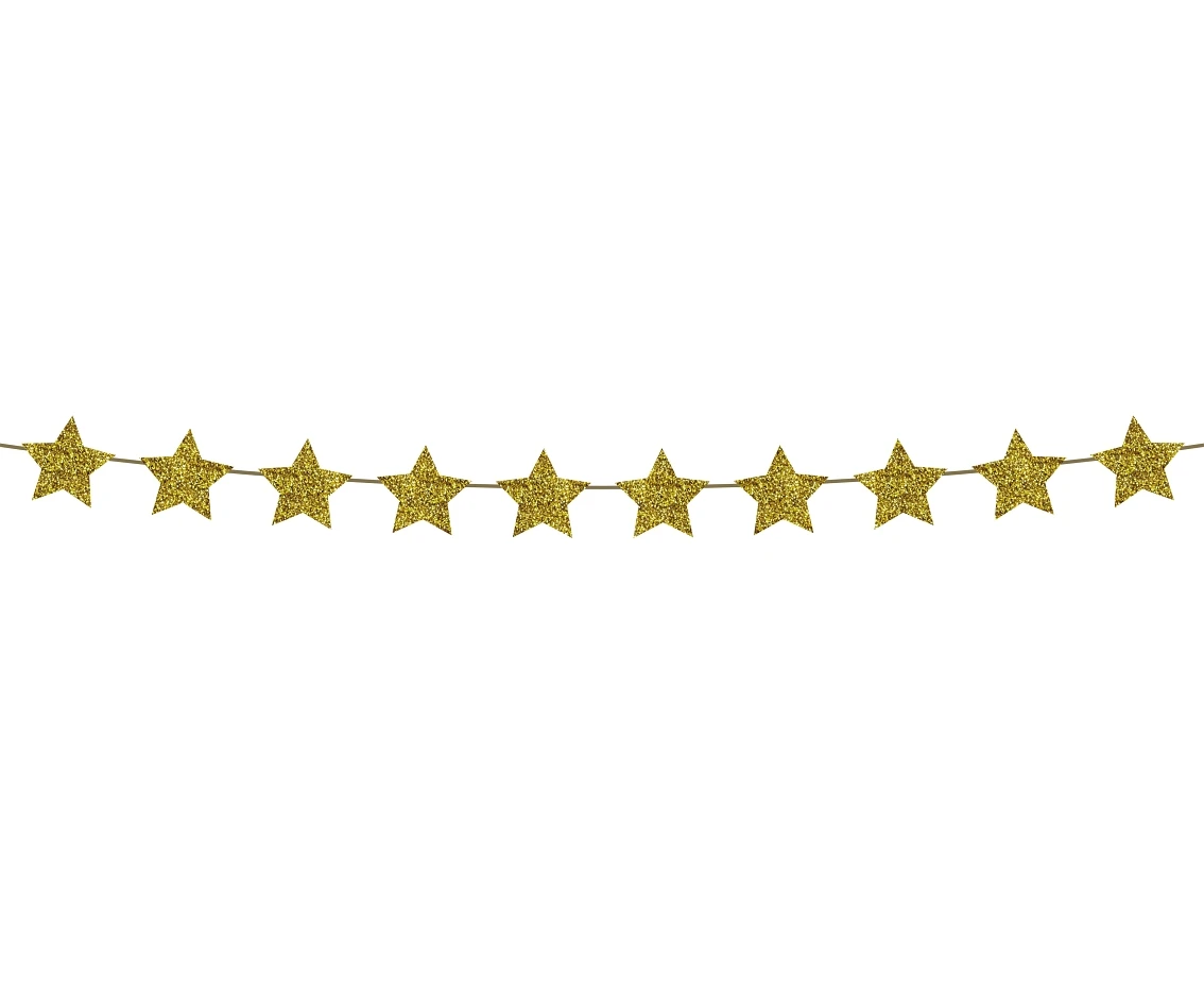 Girlanda papierowa, złote gwiazdki, 150 cm