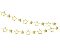 Girlanda papierowa podwójna, złote gwiazdki, 150 cm