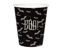 Kubeczki papierowe czarne, białe duszki "Boo!", 266 ml, 6 szt.