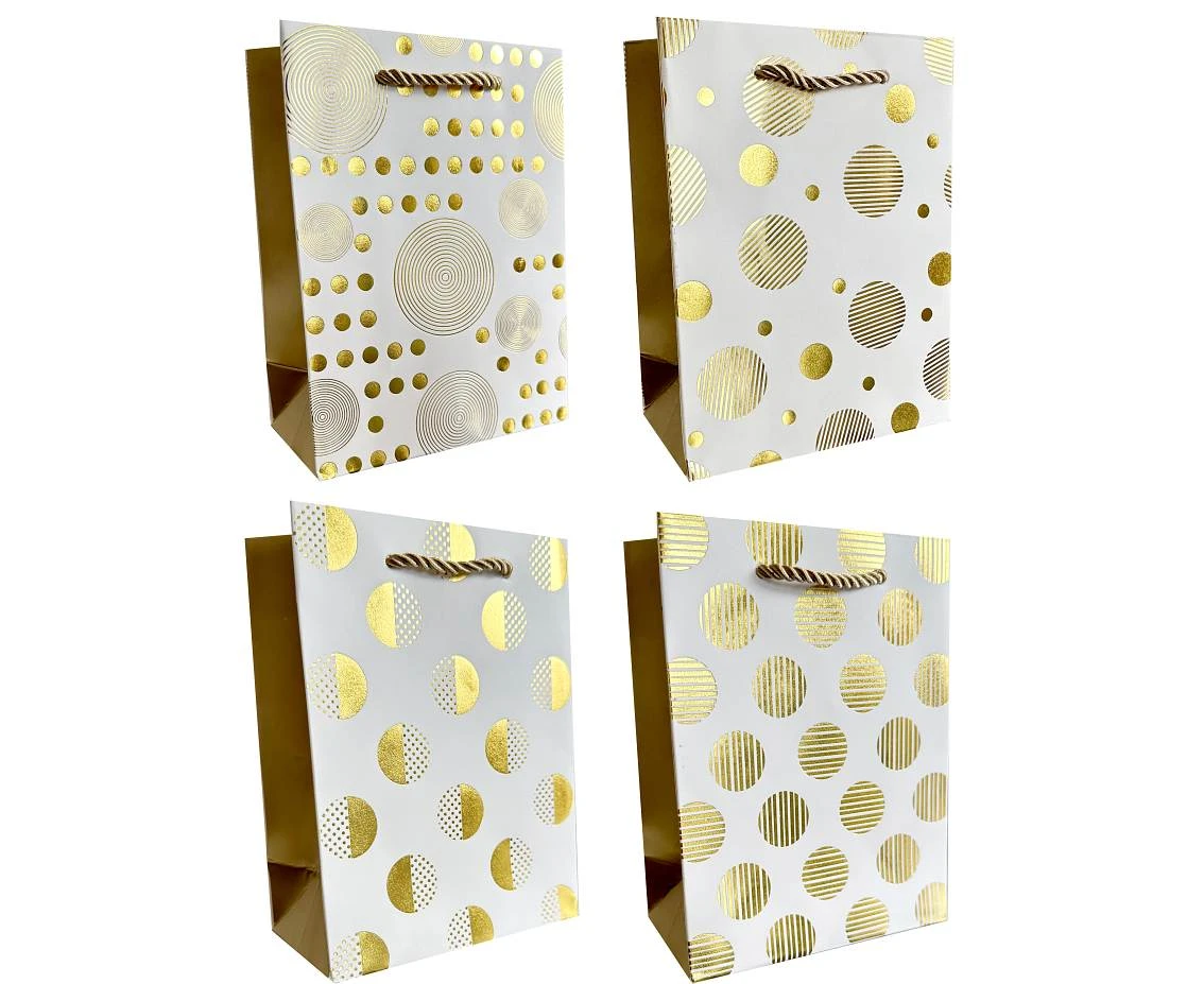 Torebka prezentowa A5 Kropki złote 31x44x12 cm. mix, 1 szt.