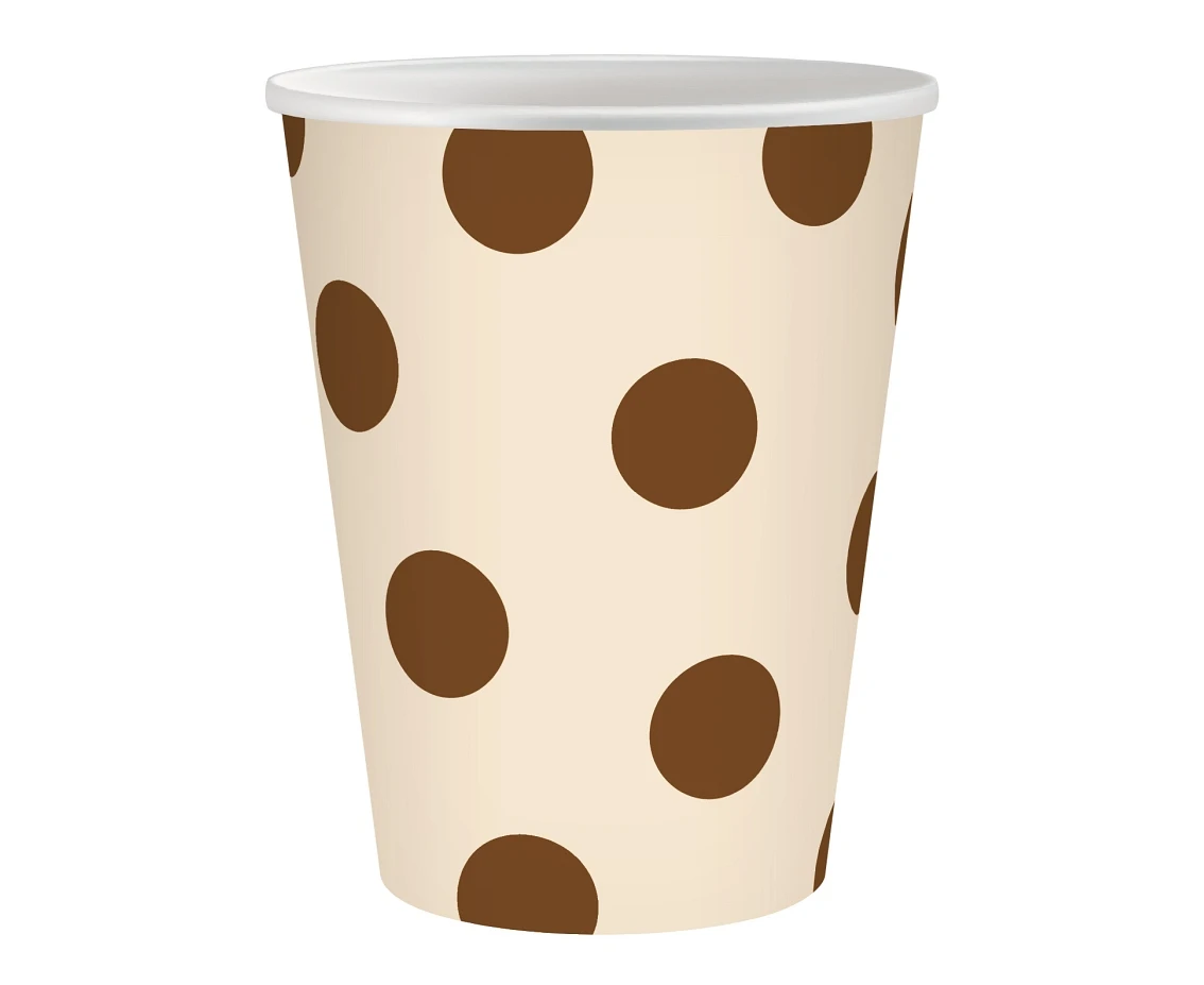 Kubeczki papierowe beżowe, brązowe groszki, 250ml/ 6 szt.