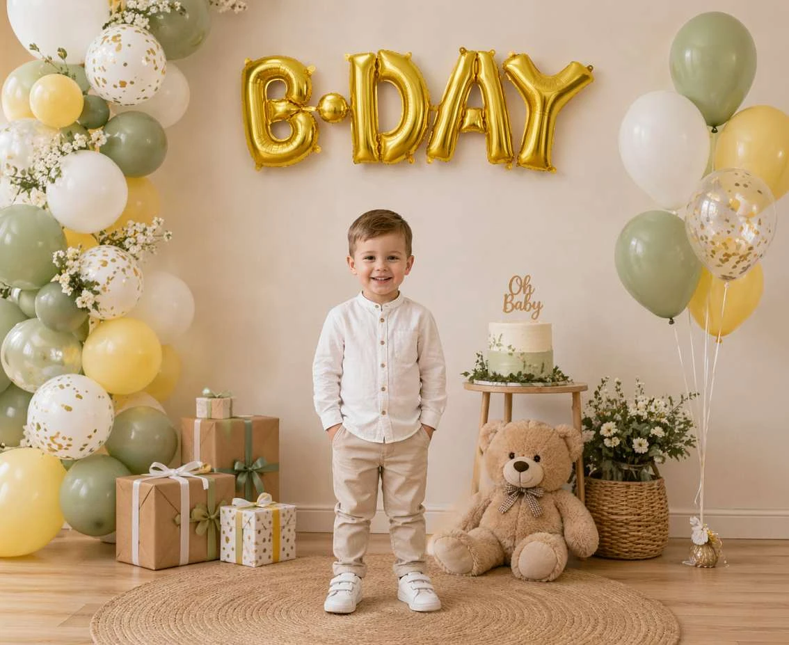 Balon foliowy Napis B-DAY, złoty, 69x27cm