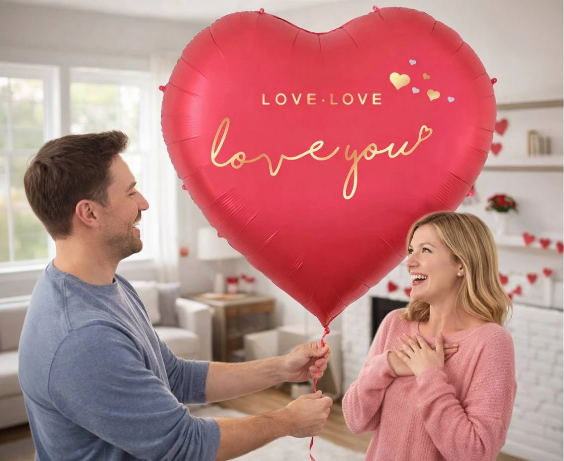 Balon foliowy serce "Love You", czerwony, 120x119cm