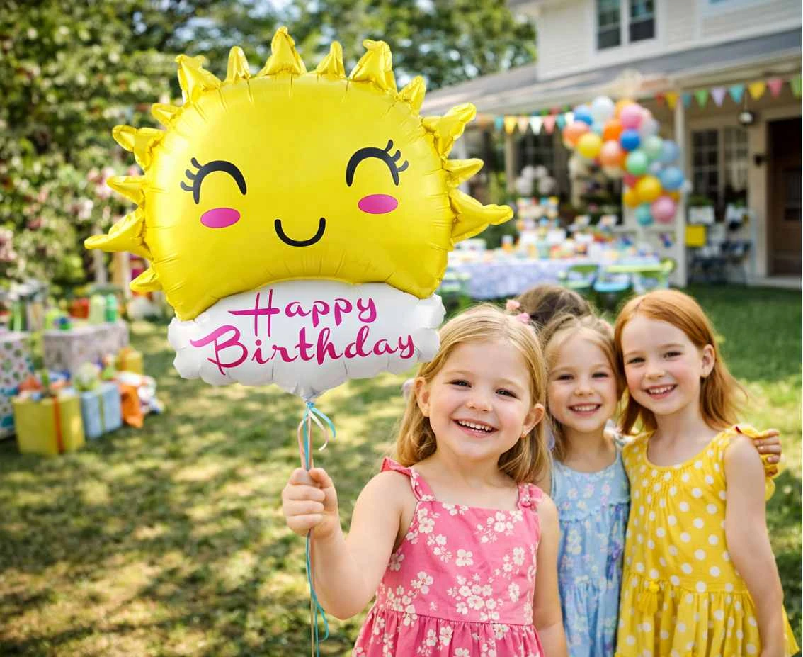 Balon foliowy Słońce "Happy Birthday", 51x56cm