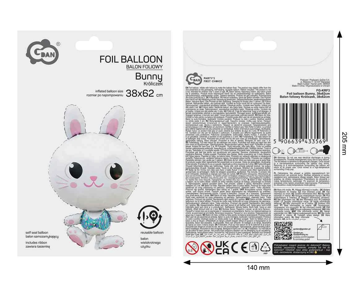 Balon foliowy Króliczek, 38x62cm