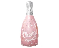 Balon foliowy Butelka "Cheers", różowa, 31x74cm