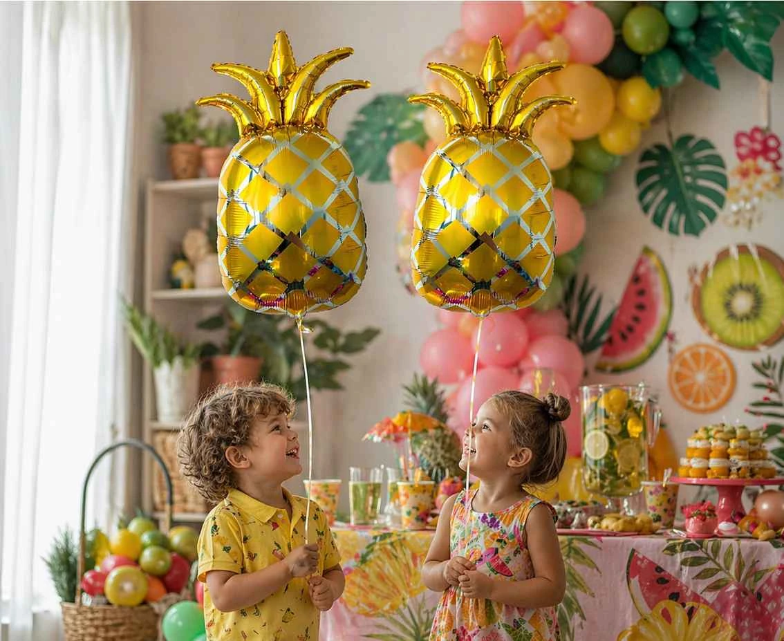Balon foliowy Ananas, złoty, 35x57cm