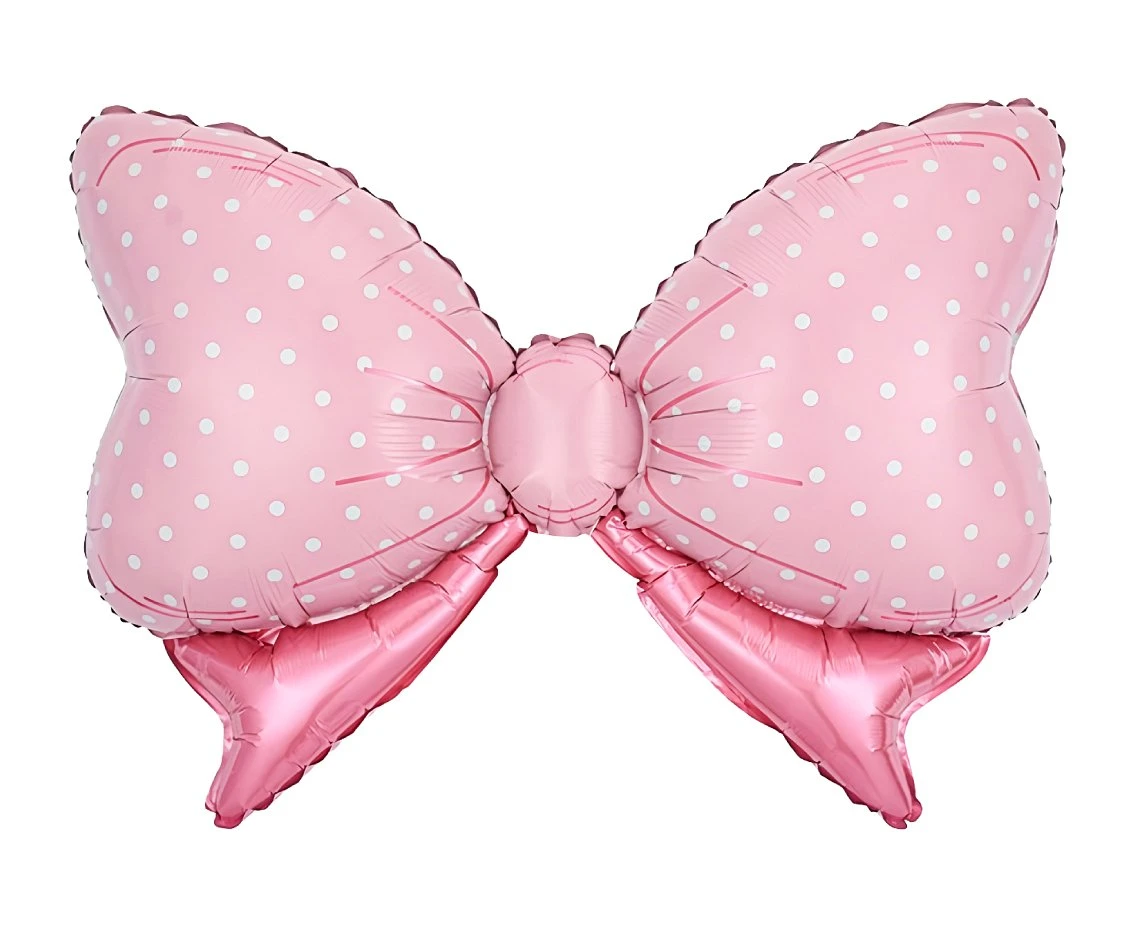 Balon foliowy Kokarda, różowa w kropki, 37x60cm
