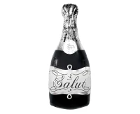 Balon foliowy Butelka "Salut", czarno-srebrna, 30x73cm