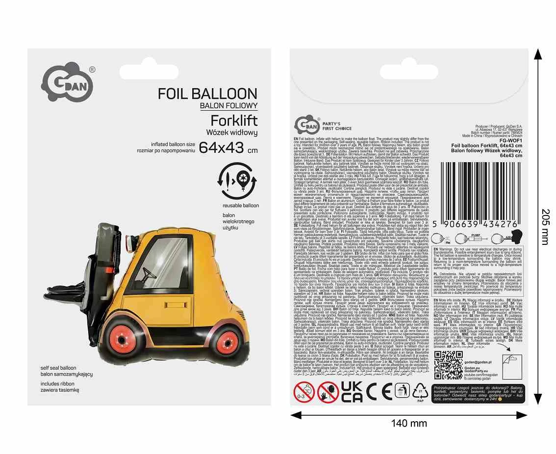 Balon foliowy Wózek widłowy, 64x43cm