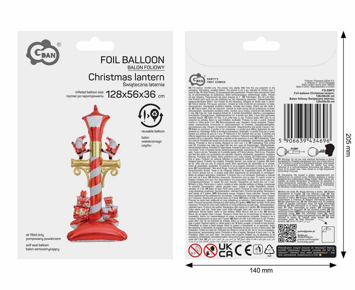 Balon foliowy Świąteczna latarnia, 128x56x36cm