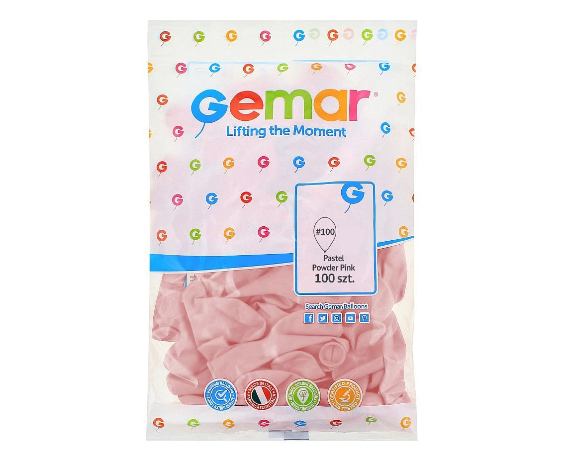 Balony Gemar 10", pastel pudrowe różowe, 100szt.