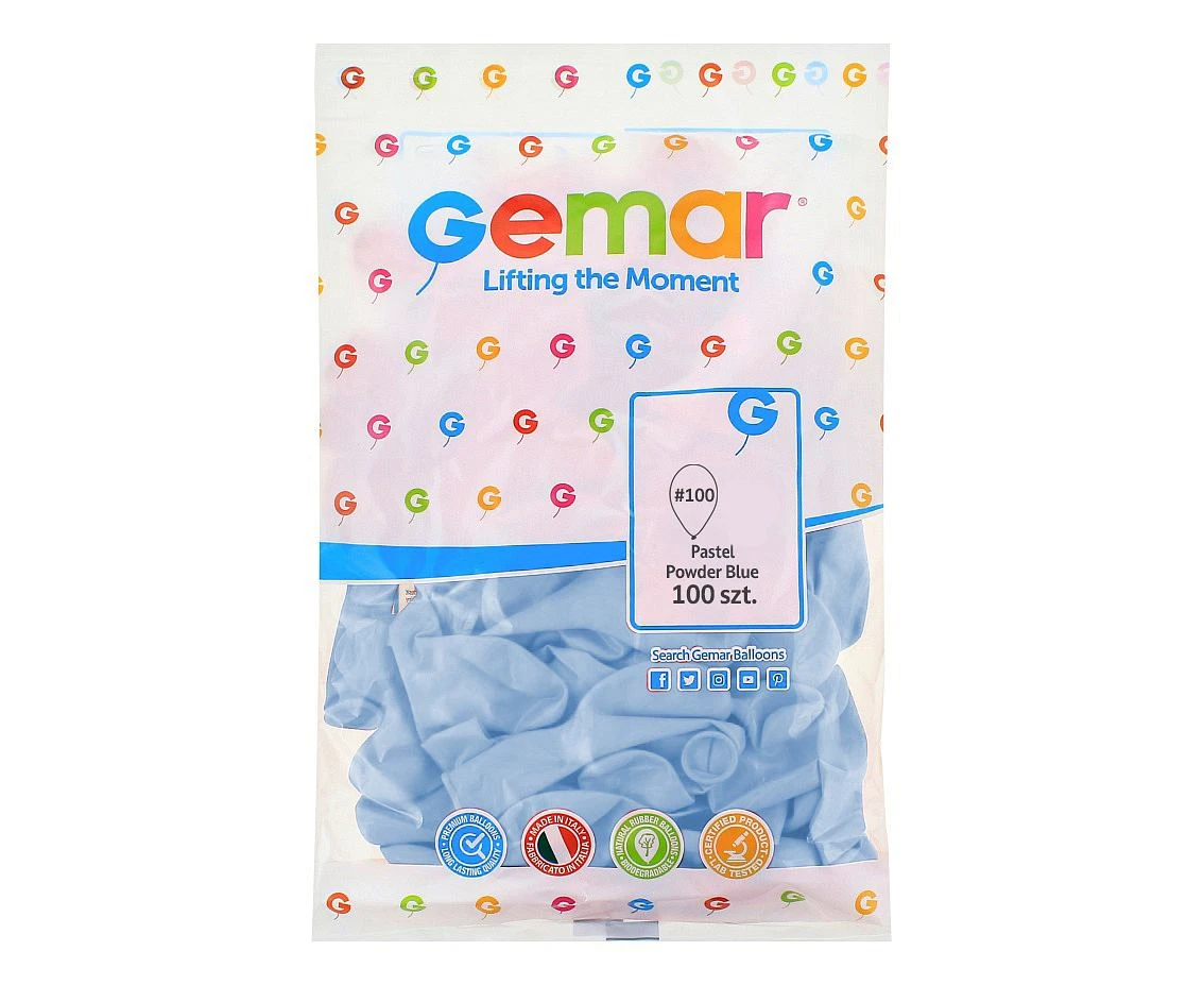 Balony Gemar 10", pastel pudrowe błękitne, 100 szt.