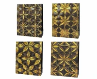 Torebka prezentowa Czarna złote wzory A4 26x32x10 cm, 1 szt.