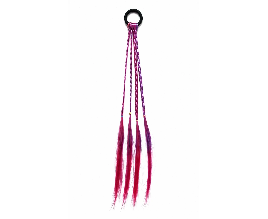 Dopinane warkoczyki do włosów, intensywny róż, dł. 40 cm