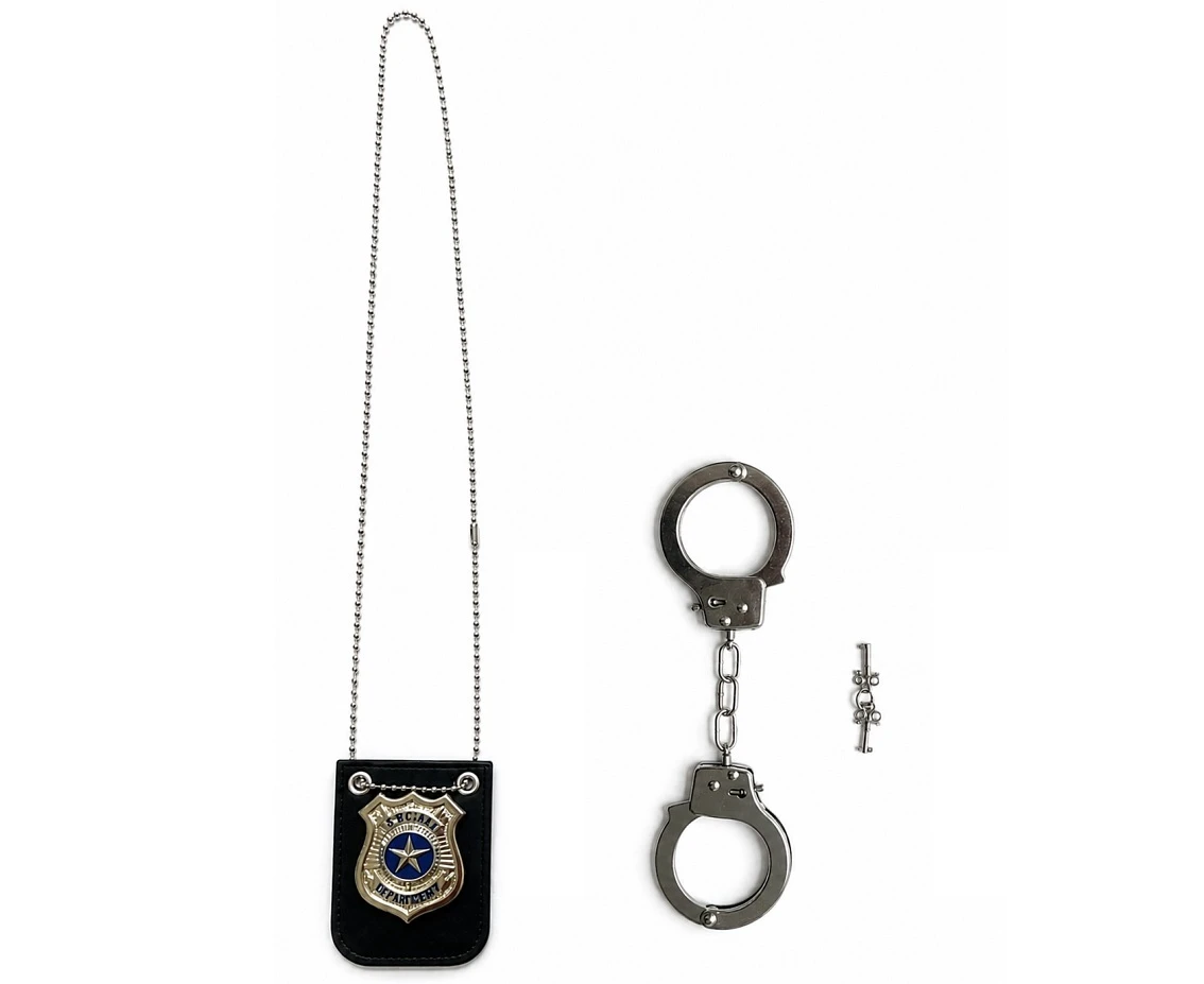 Zestaw Policjant (naszyjnik z odznaką, kajdanki)