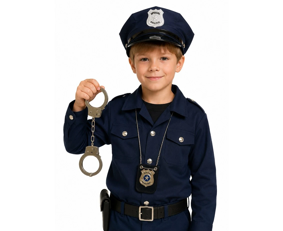 Zestaw Policjant (naszyjnik z odznaką, kajdanki)