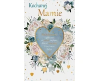 Kartka Kochanej Mamie, serce, bukiet kwiatów
